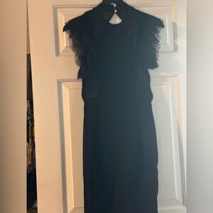 The Little Black Dress with Ruffled Mesh Sleeves